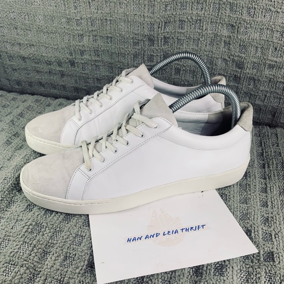 Vince womens White Leather & Suede Low cut Sneakers Shoes size 8. - Picture 1 of 7